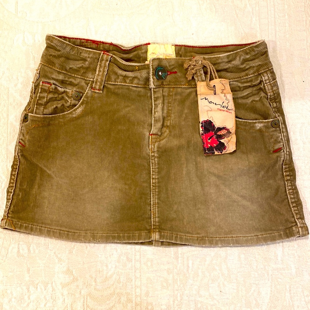 Marlow Brown Vintage Corduroy Mini Skirt 13” length. Size 28